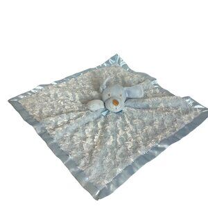 Blankets & Beyond Blue Puppy Security Blanket Lovey Satin Trim 18” x 18”